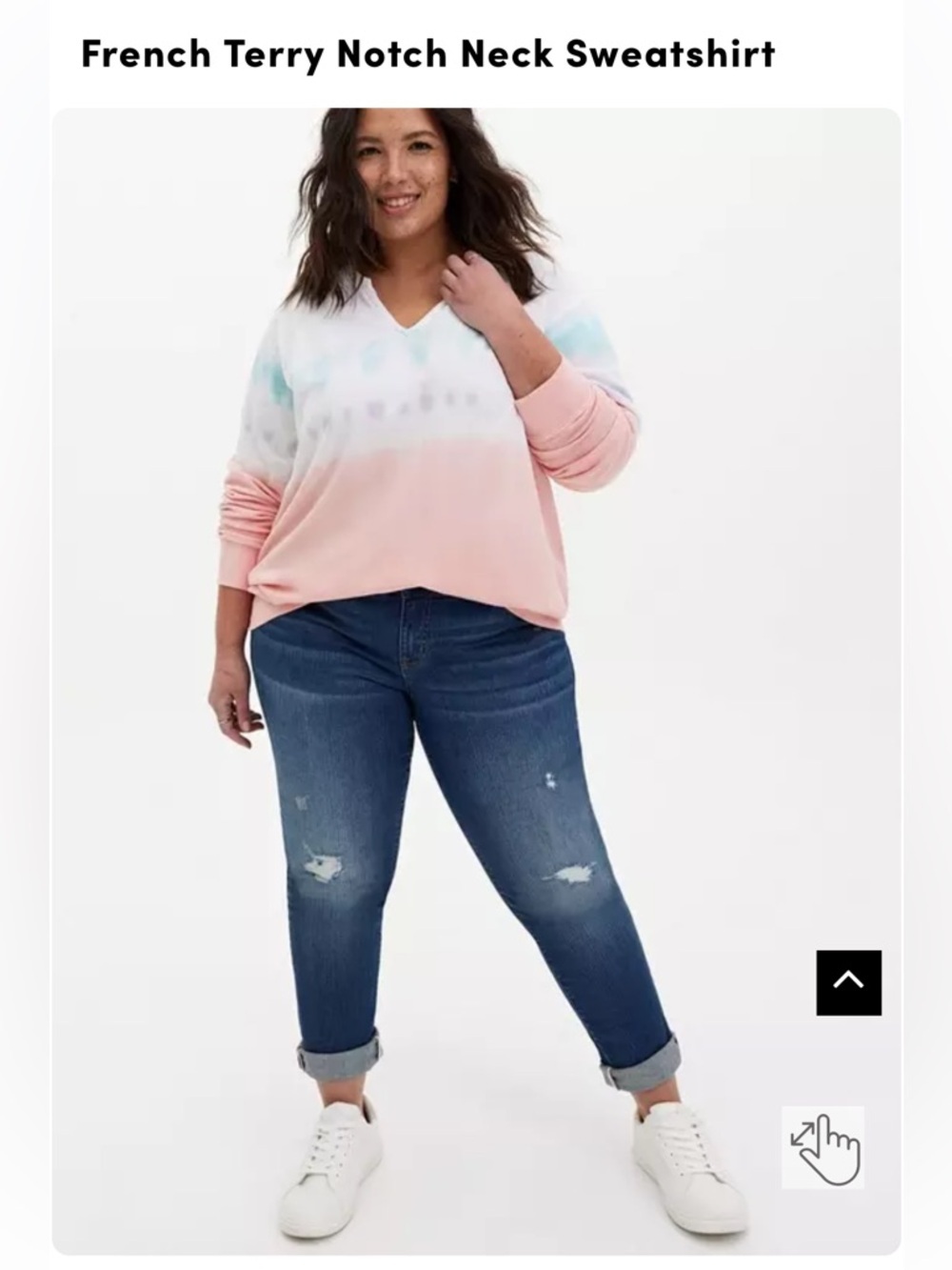 torrid Pink & Light Blue Ombre V-Neck French Terry Sweatshirt Size 00